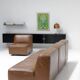 Modular leather sofa, manufactured by Durlet, Belgium, 1970s.