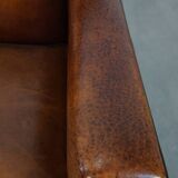 Sheepskin Leather 2-Seater Art Deco Sofa