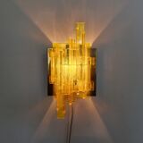 Yellow acrylic and metal wall lamp by Claus Bolby for Cebo Industri, Denmark 1960's