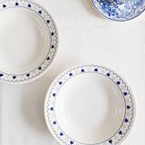 Set of 2 blue heart-shaped deep plates Oxford Brazil.