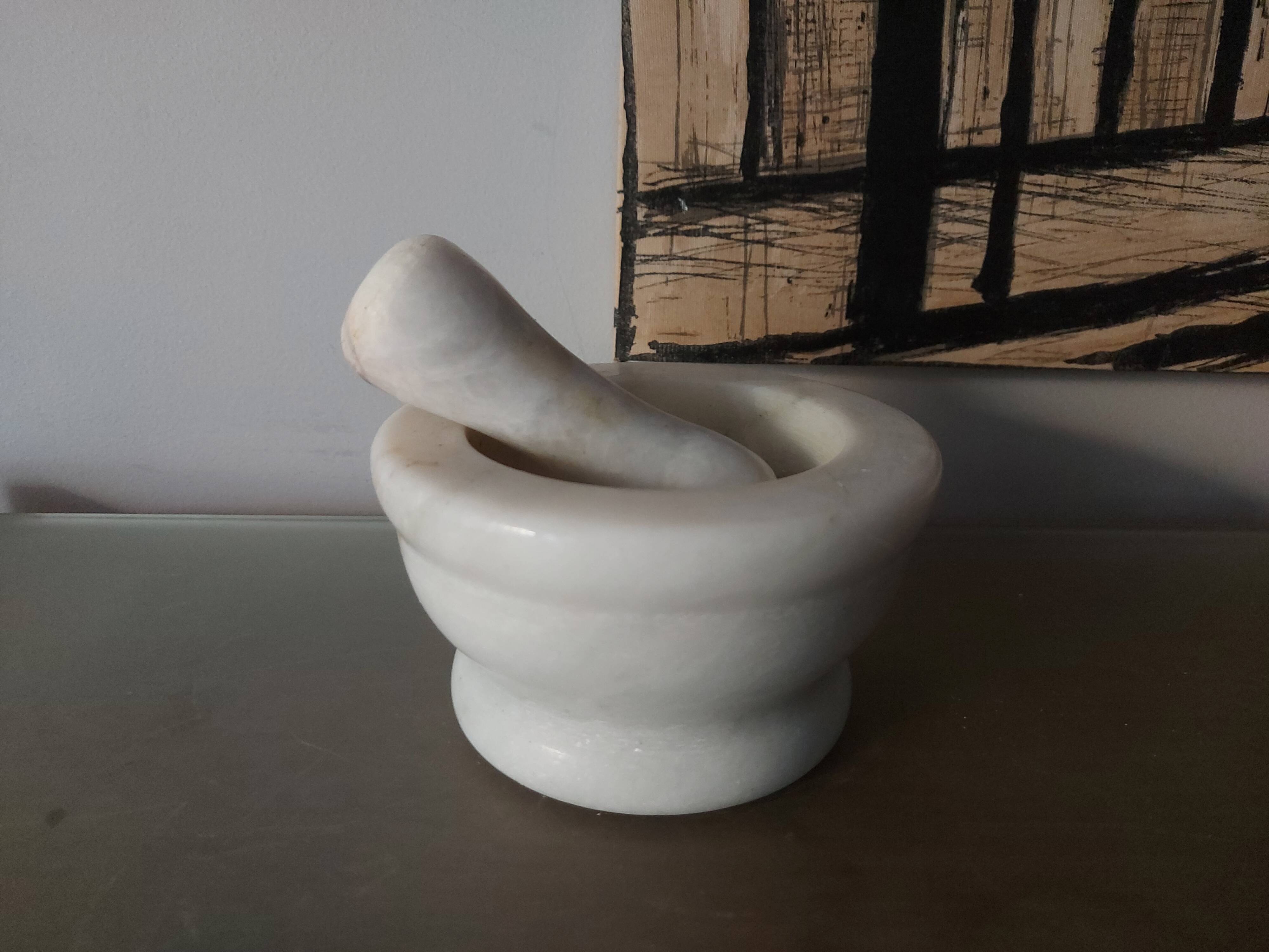 Mortar with marble pestle