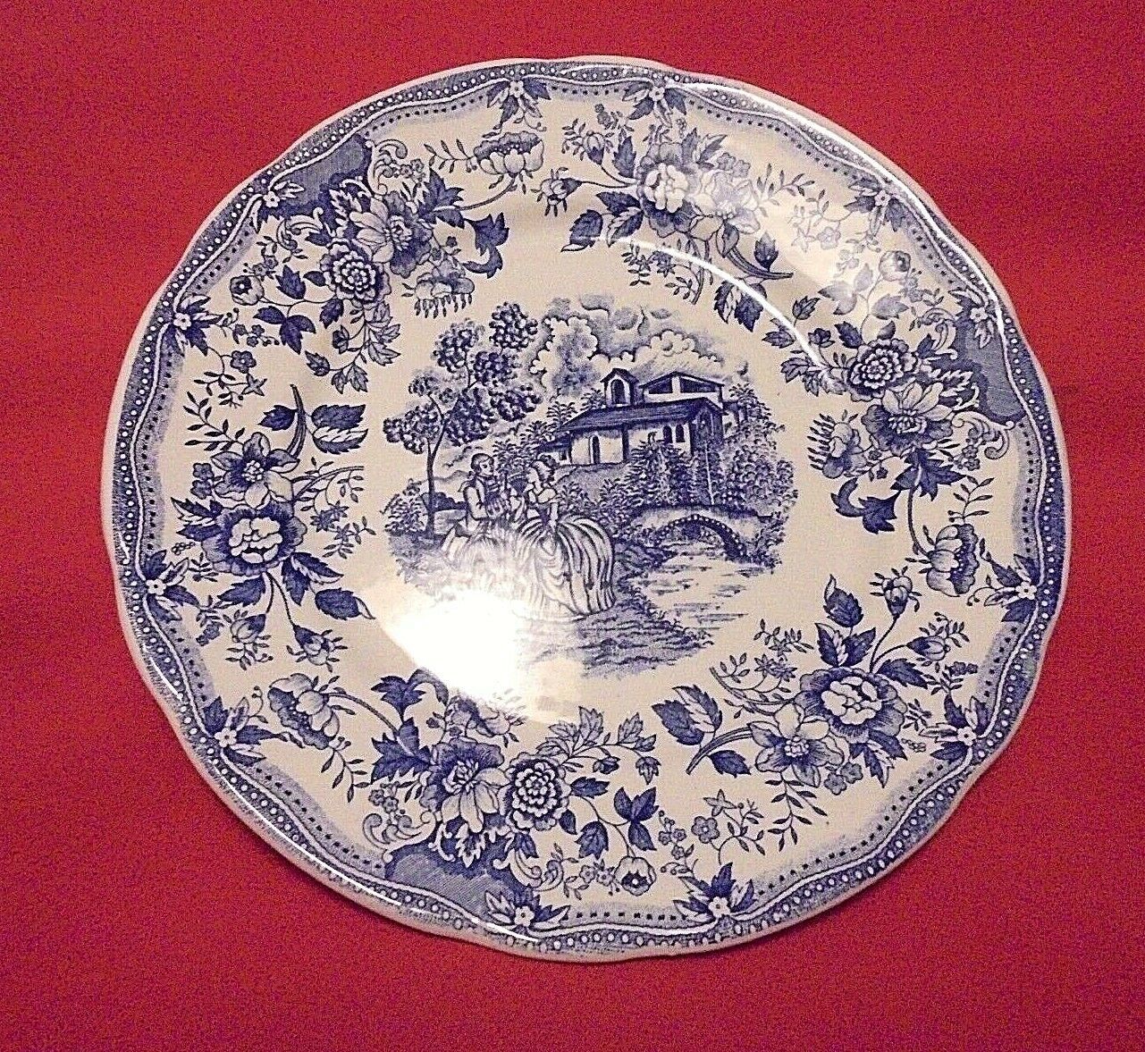 Lot 8 old flat plates Ironstone Tableware Underglaze blue patterns