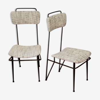 Pair of mid-century modern bouclé dining chairs 1950s