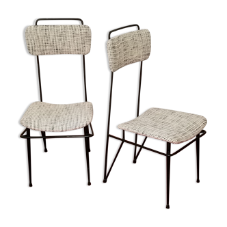 Pair of mid-century modern bouclé dining chairs 1950s