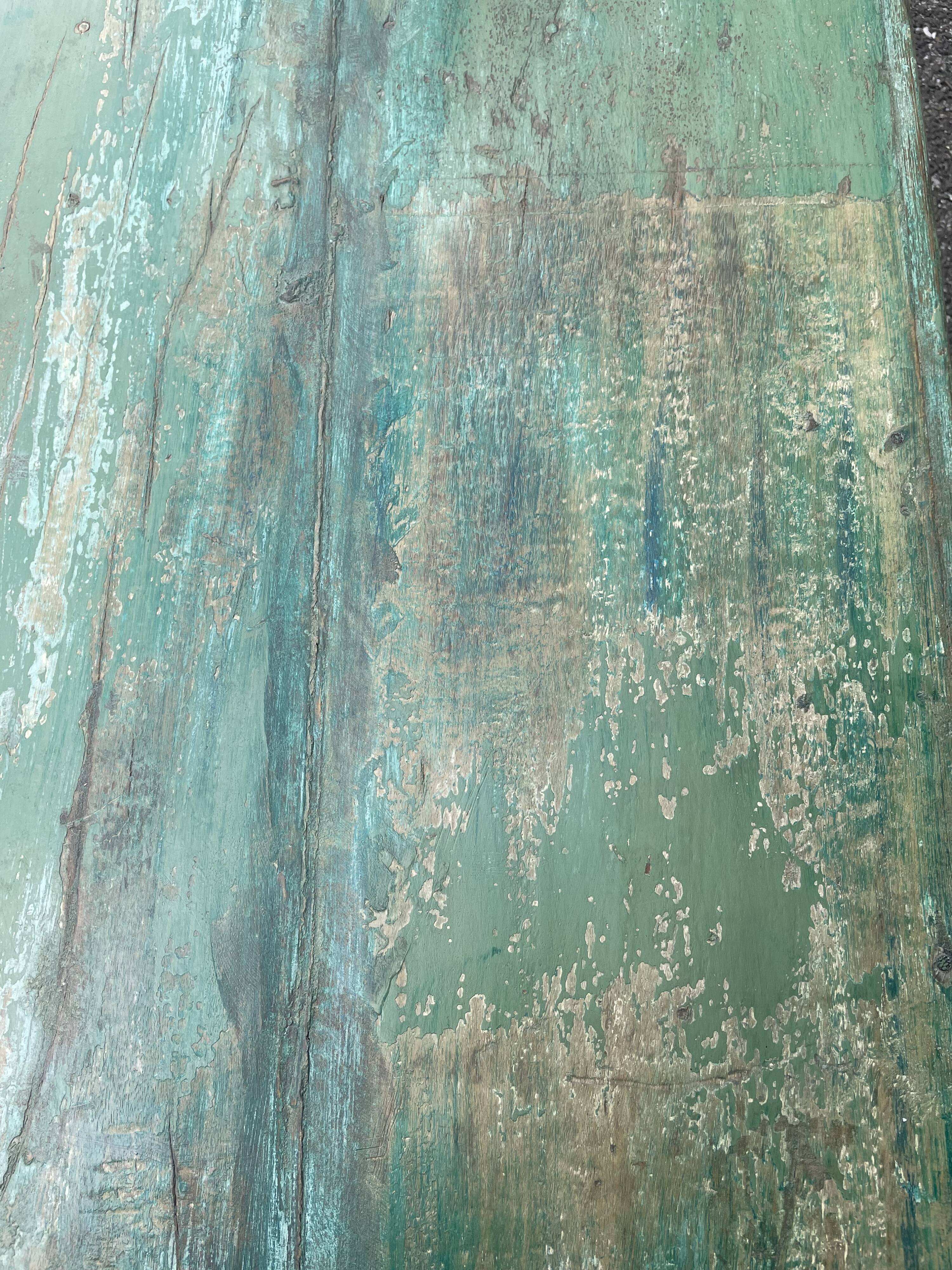 Indian coffee table in green lacquered teak