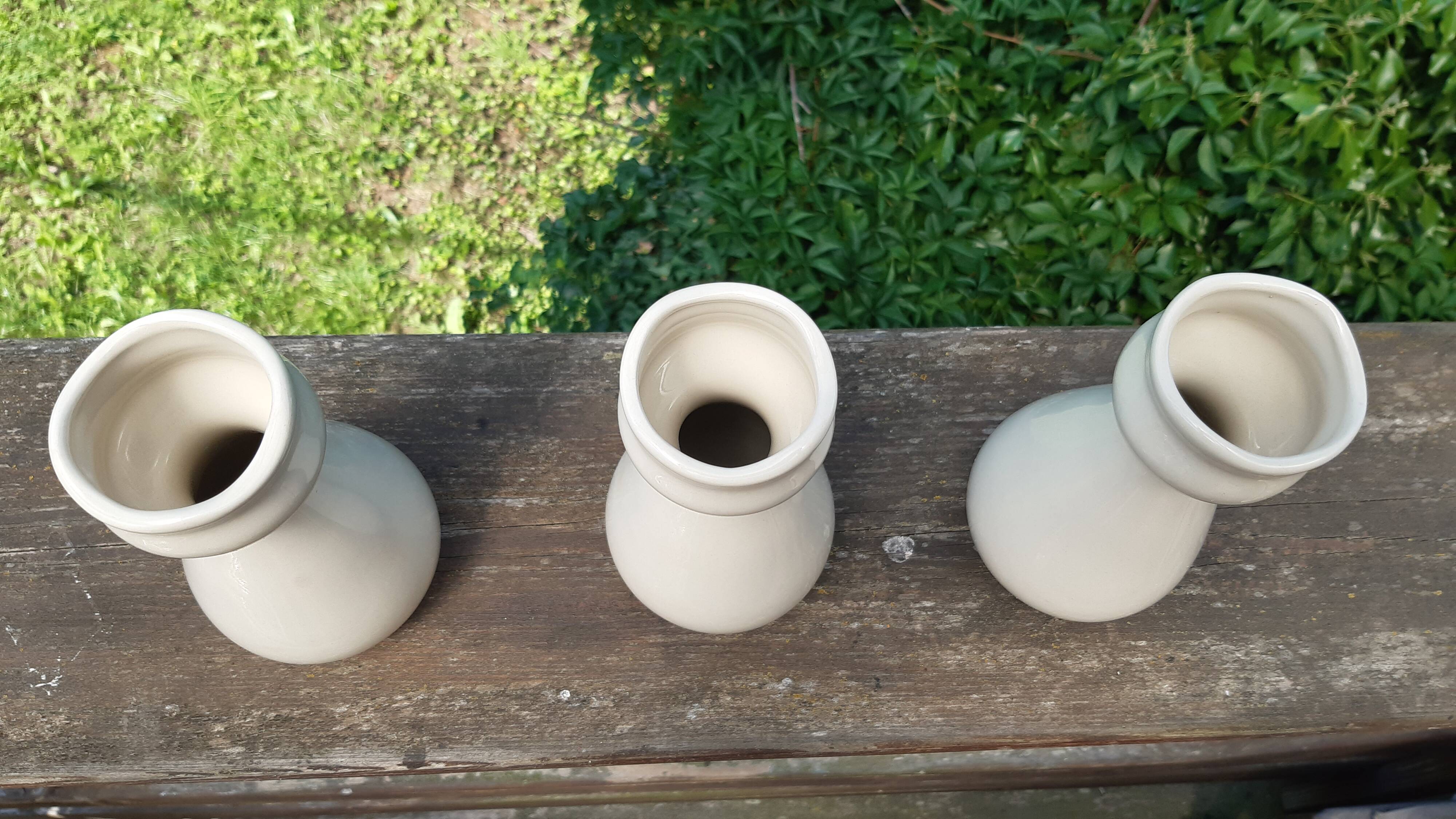Set of 3 earthenware vases from Villenauxe