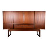 Teak and rosewood enfilade with drawers and doors in marquetry, Denmark, 1950.