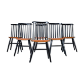 French Fanett Beech and Teak Chairs by Ilmari Tapiovaara, 1960s, Set of 6
