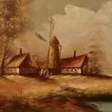 Old oil painting on canvas