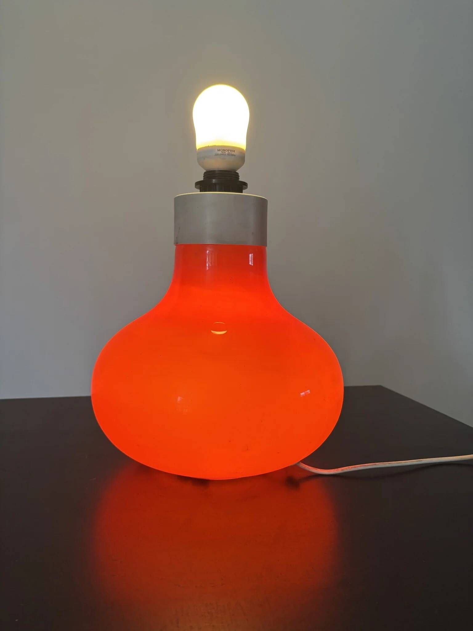 Orange opaline lamp base Space Age