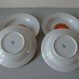 Set of 4 old hollow plates orange flower 1970s Winterling Bavaria porcelain