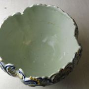 Old ceramic pot cover, decoration flowers, Rouen