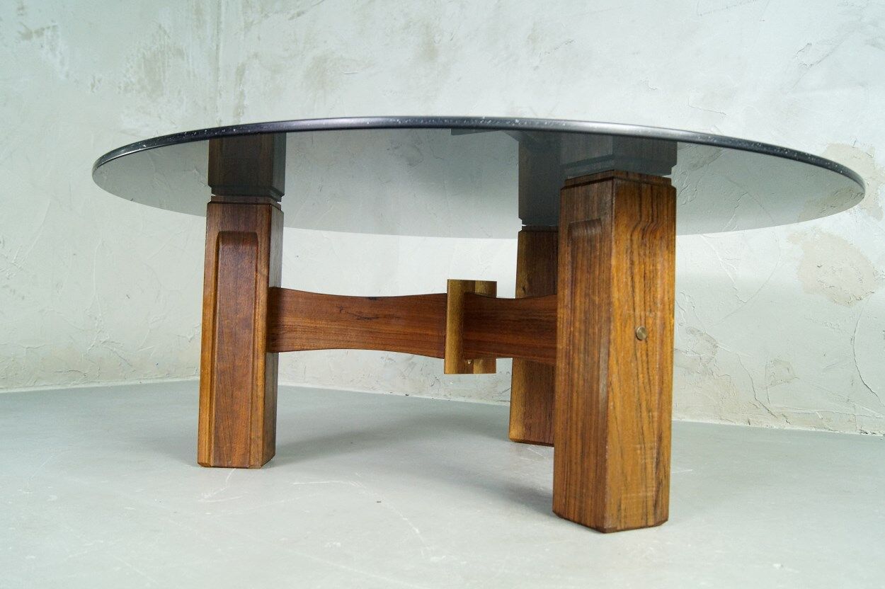 Table basse italienne moderne de bois de rose années 60