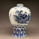 Dynastie qing style kangxi bleu et blanc les huit immortels traversant la mer vase prunus chinois