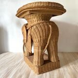 Vintage elephant rattan table