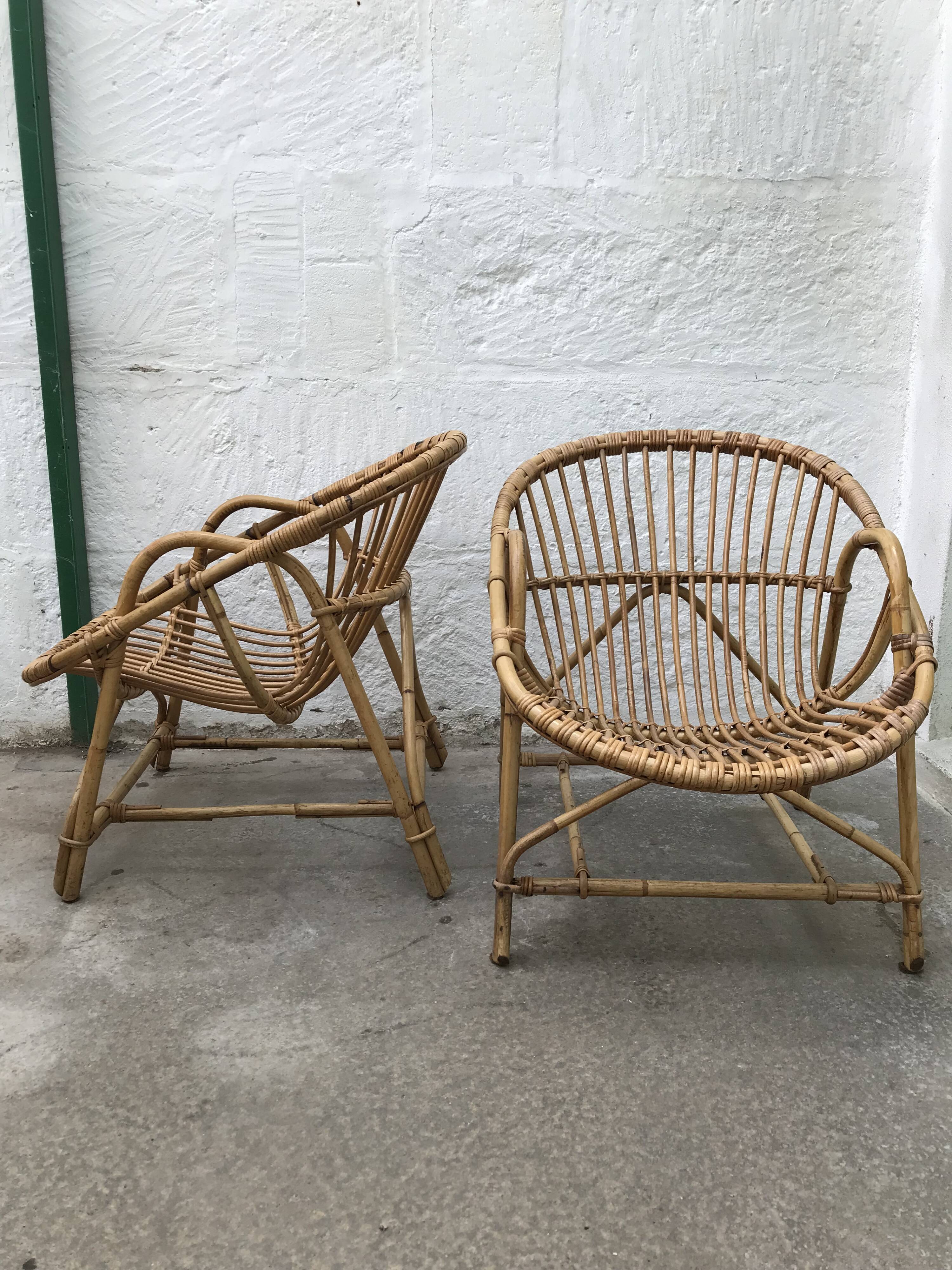 Pair of armchairs adult rattan basket