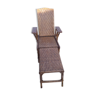 Chaise longue ancienne en rotin