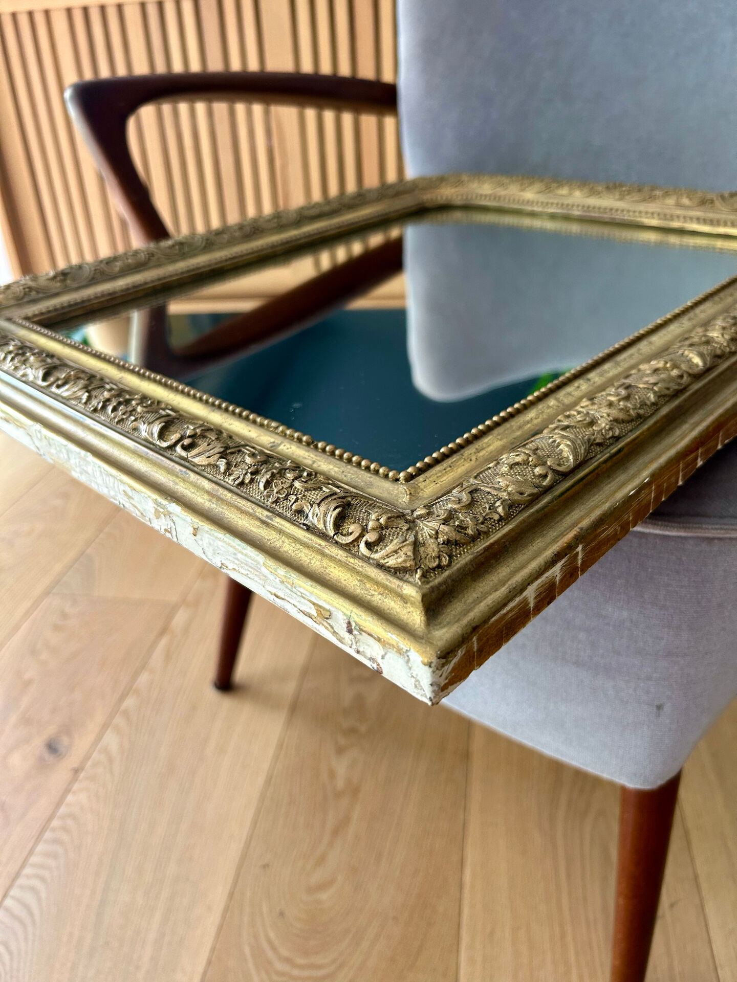 Antique gilded carved mirror - antique glass - vintage - Louis XVI