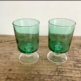 6 small emerald green LUMINARC glasses
