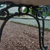 Garden bench with old cast-cast-or-cast-or-cast foot
