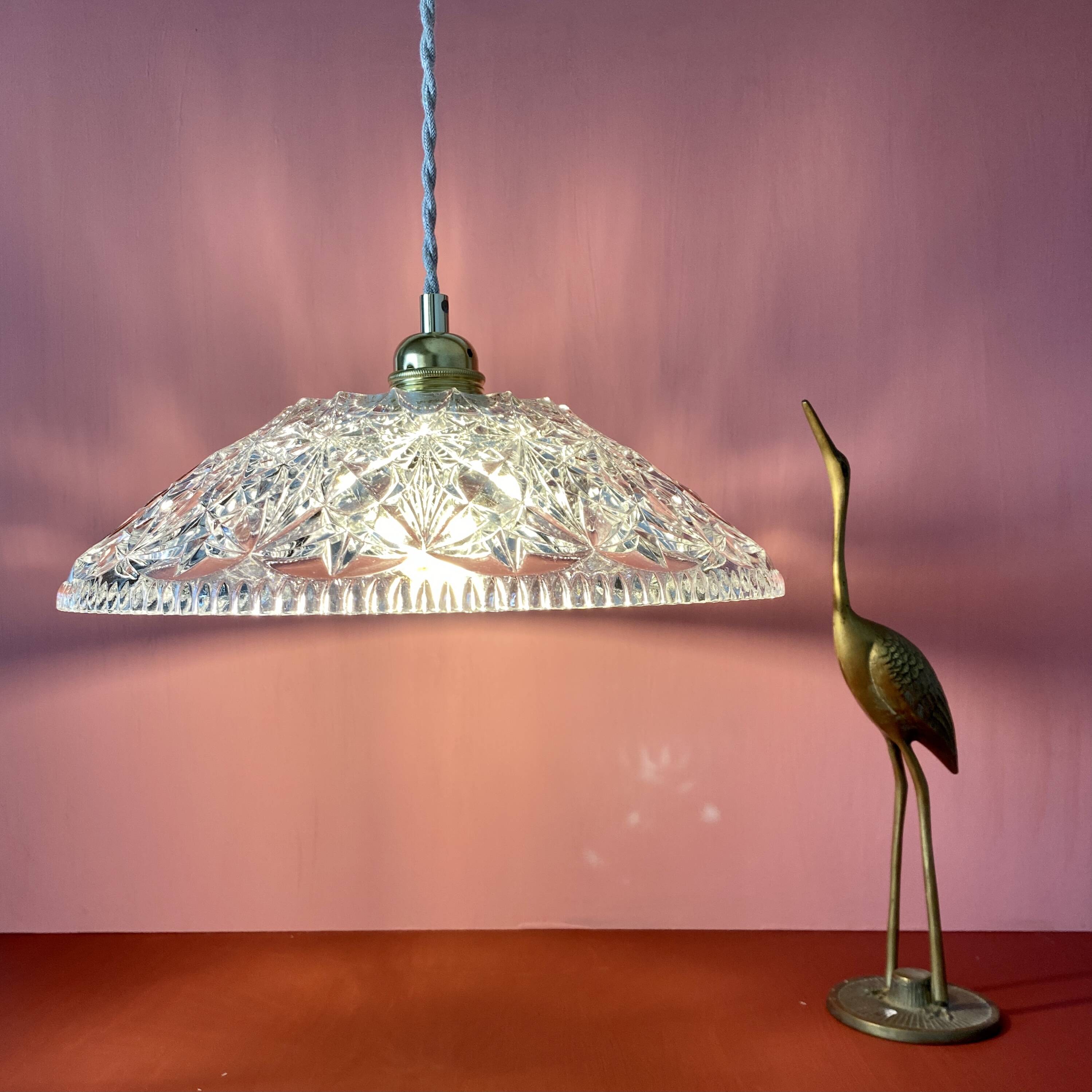 Vintage glass lampshade pendant light - tableware collection -