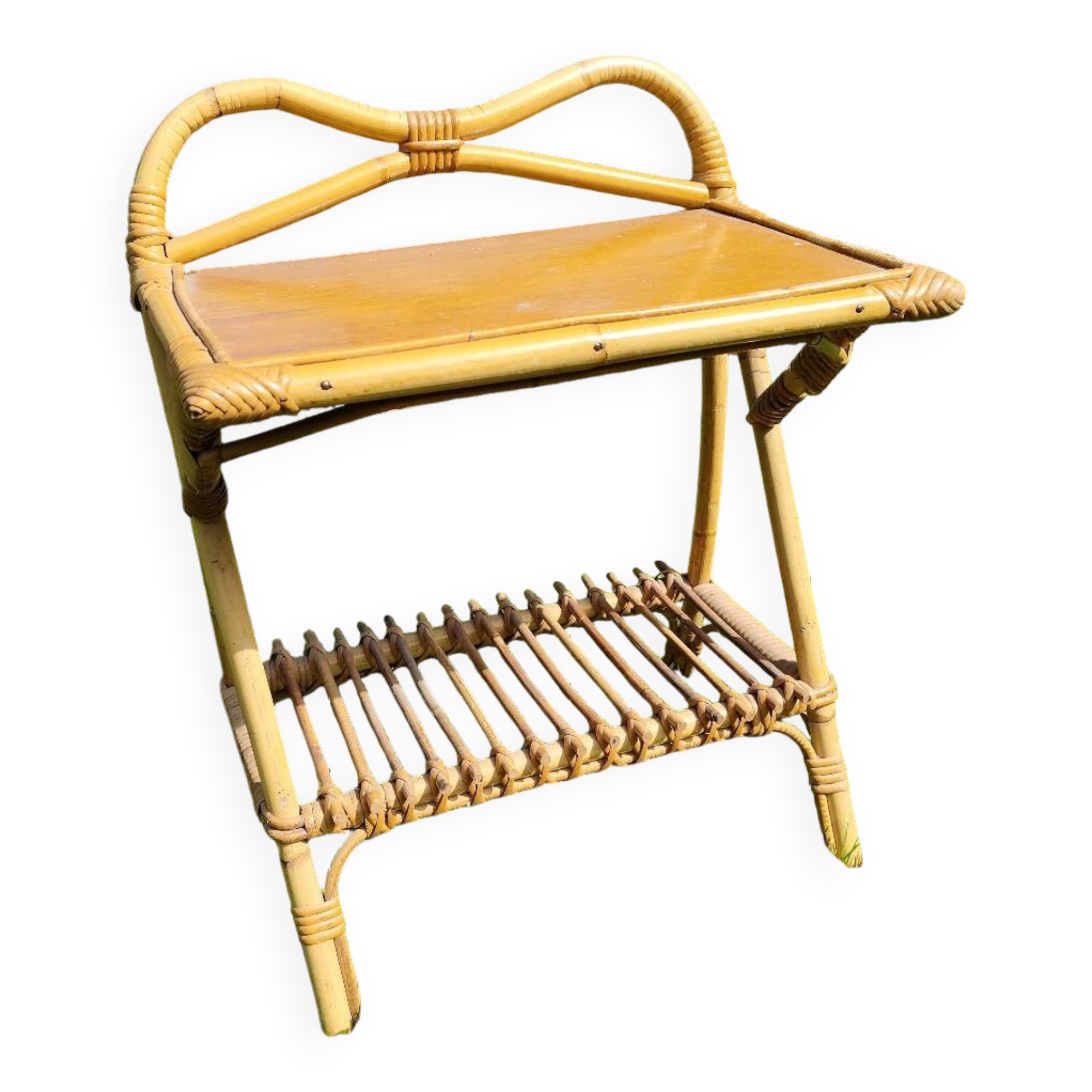 Bamboo and rattan bedside table