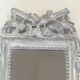 Louis XVI Style Mirror in Carved Wood with Grey Patina and Dove Pediment