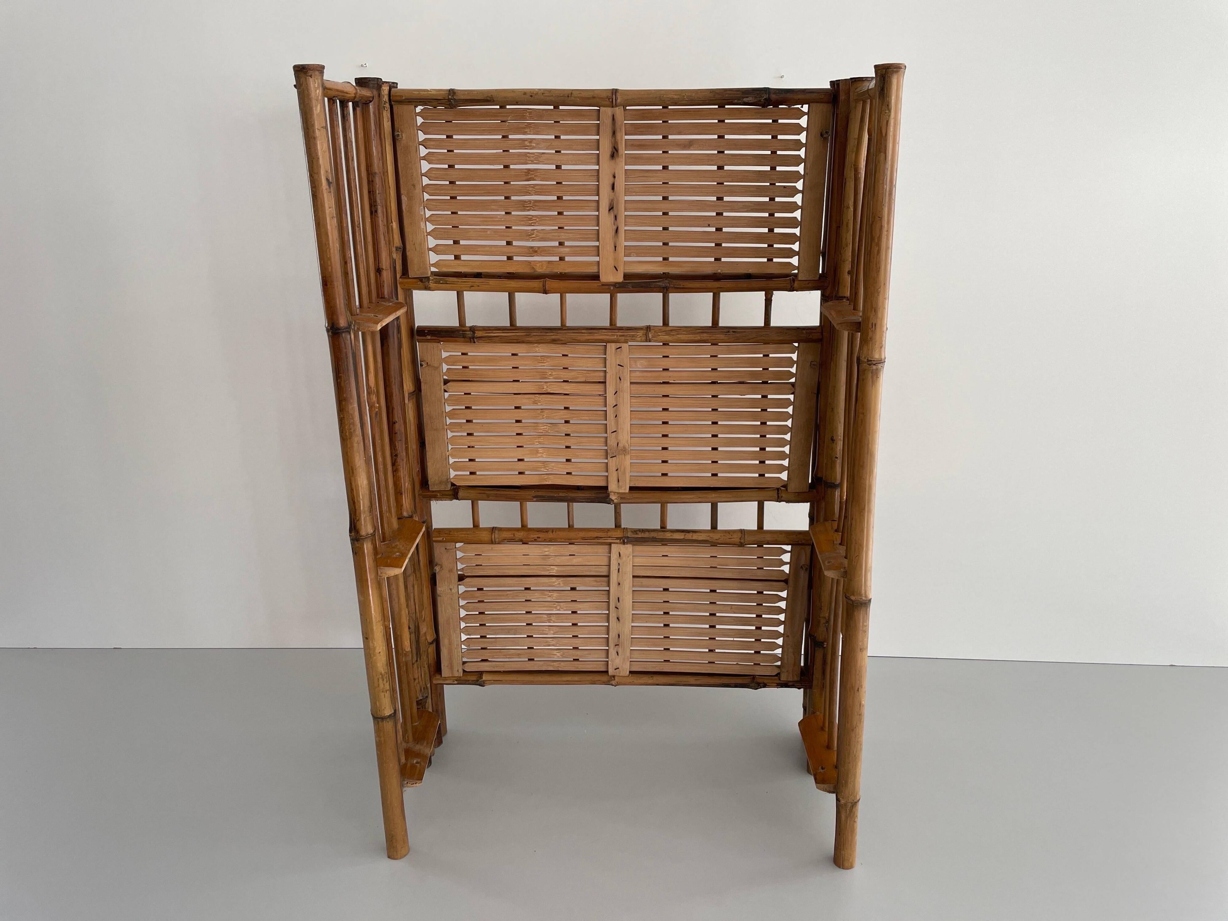 Folding bamboo shelf, 1960, Italy