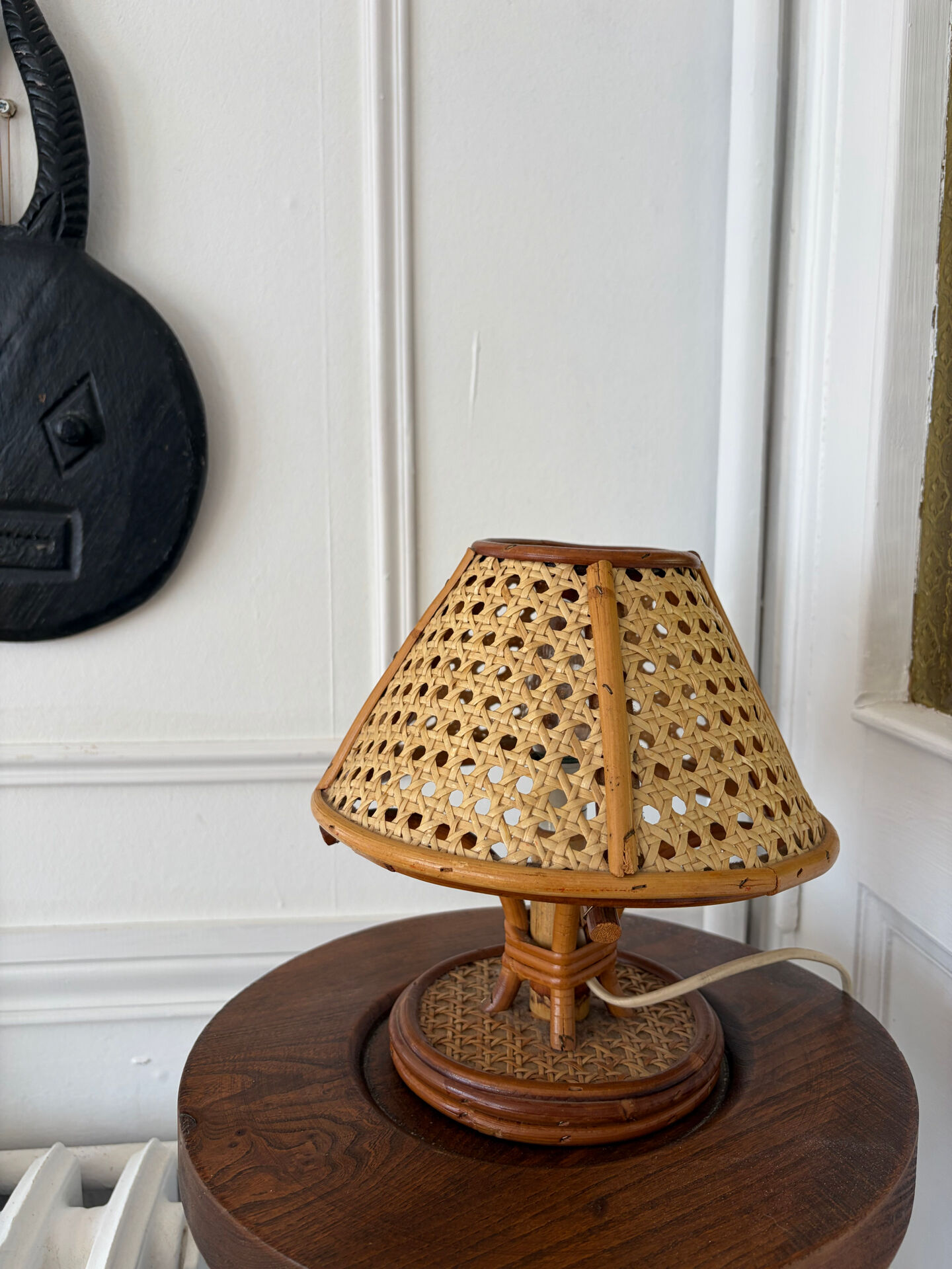 Vintage rattan caned lamp