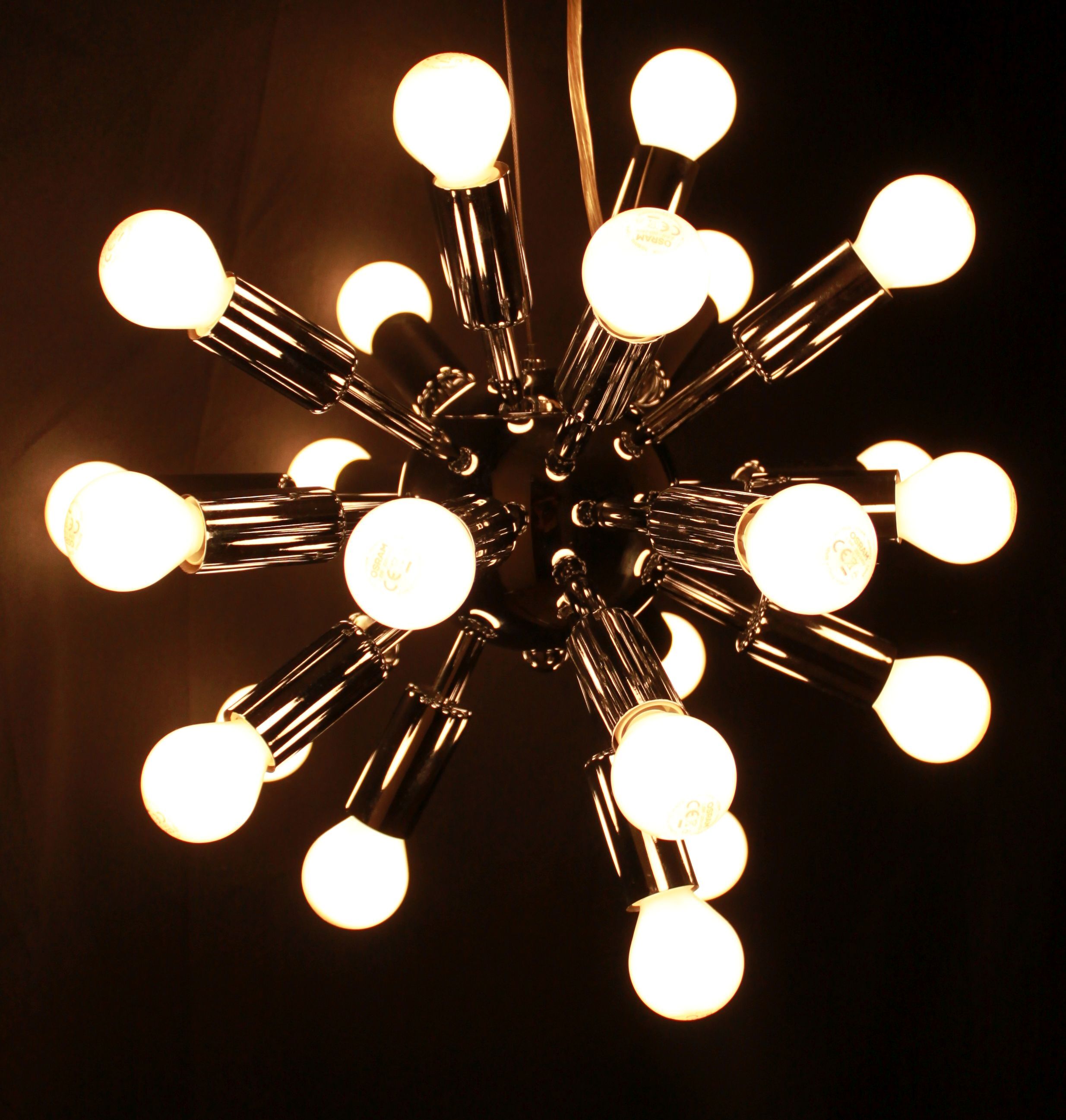Sputnik chandelier in chrome metal, 24 lights