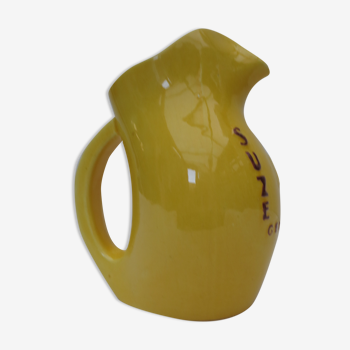 old advertising pitcher suze / gentian in yellow ceramic