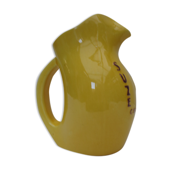 old advertising pitcher suze / gentian in yellow ceramic