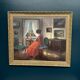 Scandinavian Oil on Canvas – Interior Scene by Bente Berg – Vintage