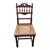 Rattan and wood bedroom chair