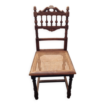 Rattan and wood bedroom chair