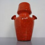 Italian orange ceramic studio vase with handle, 1970s