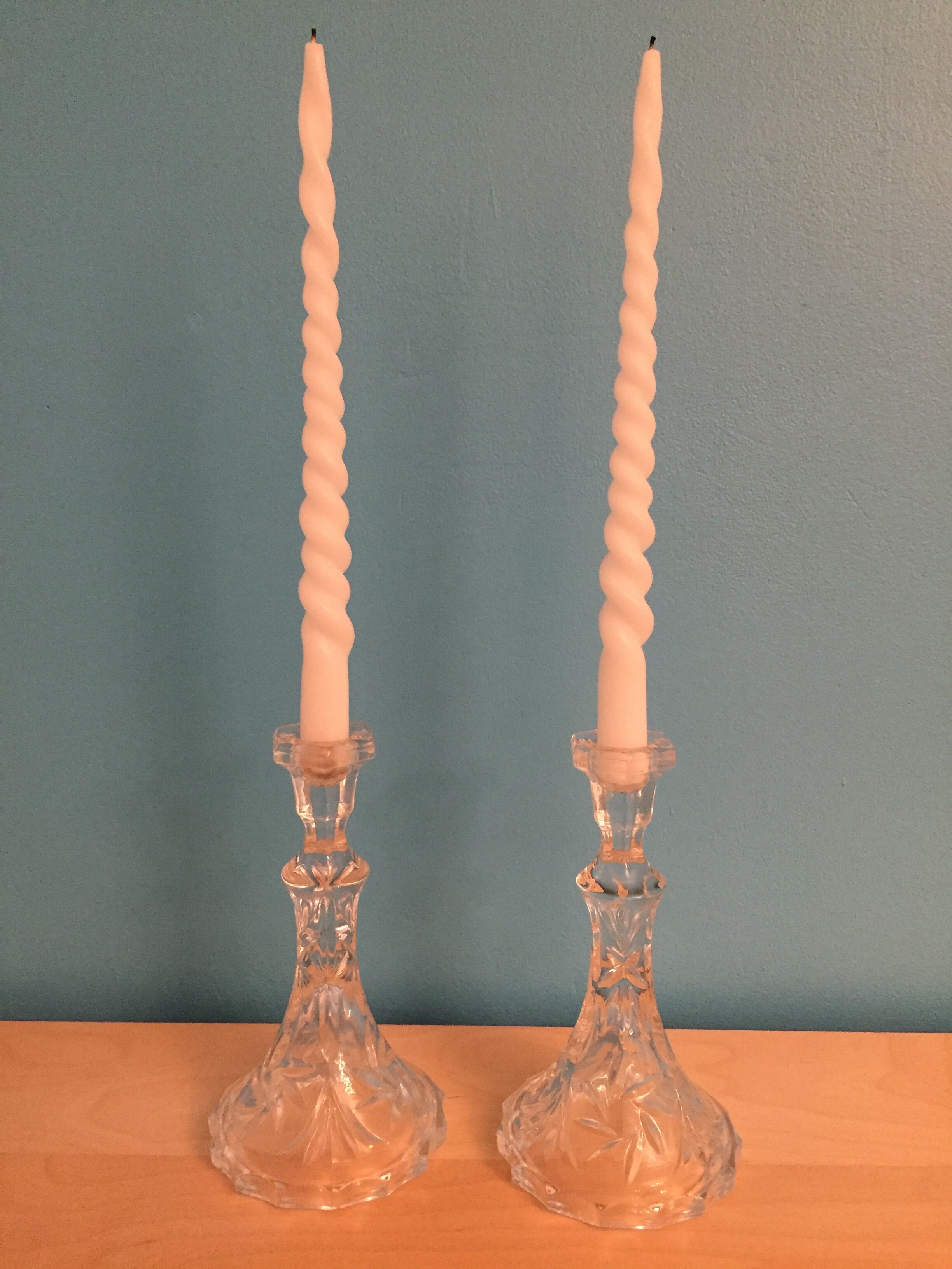 Pair of glass candlesticks