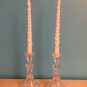 Pair of glass candlesticks