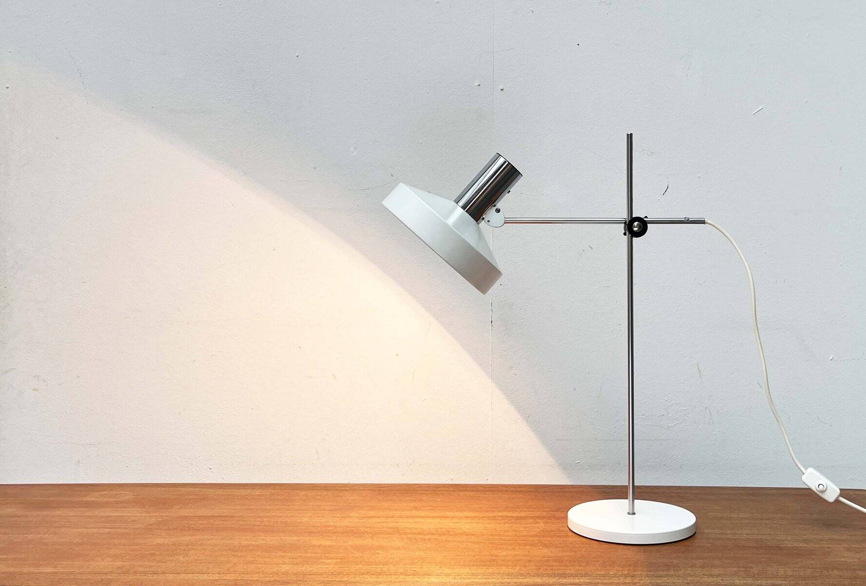 Mid-Century Modern German Minimalist White and Chrome Table Lamp from Kaiser Leuchten, 1960s