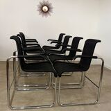 Lot de 8 chaises tubulaires, design d'Axel Bruchhäuser Tecta modèle D20 vintage