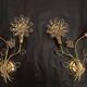 Set Hollywood Regency Wandlampe vergoldet Messing Swarovski-Kristalle Palwa
