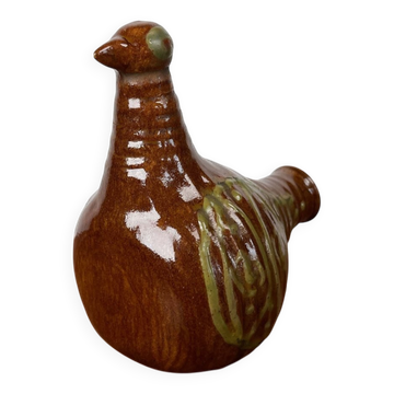 Bouteille en forme d'oiseau de poterie d'atelier danoise moderne du milieu du siècle, années 1960