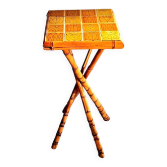 Bamboo and ceramic chair by Pierre Louis Brechat 1960