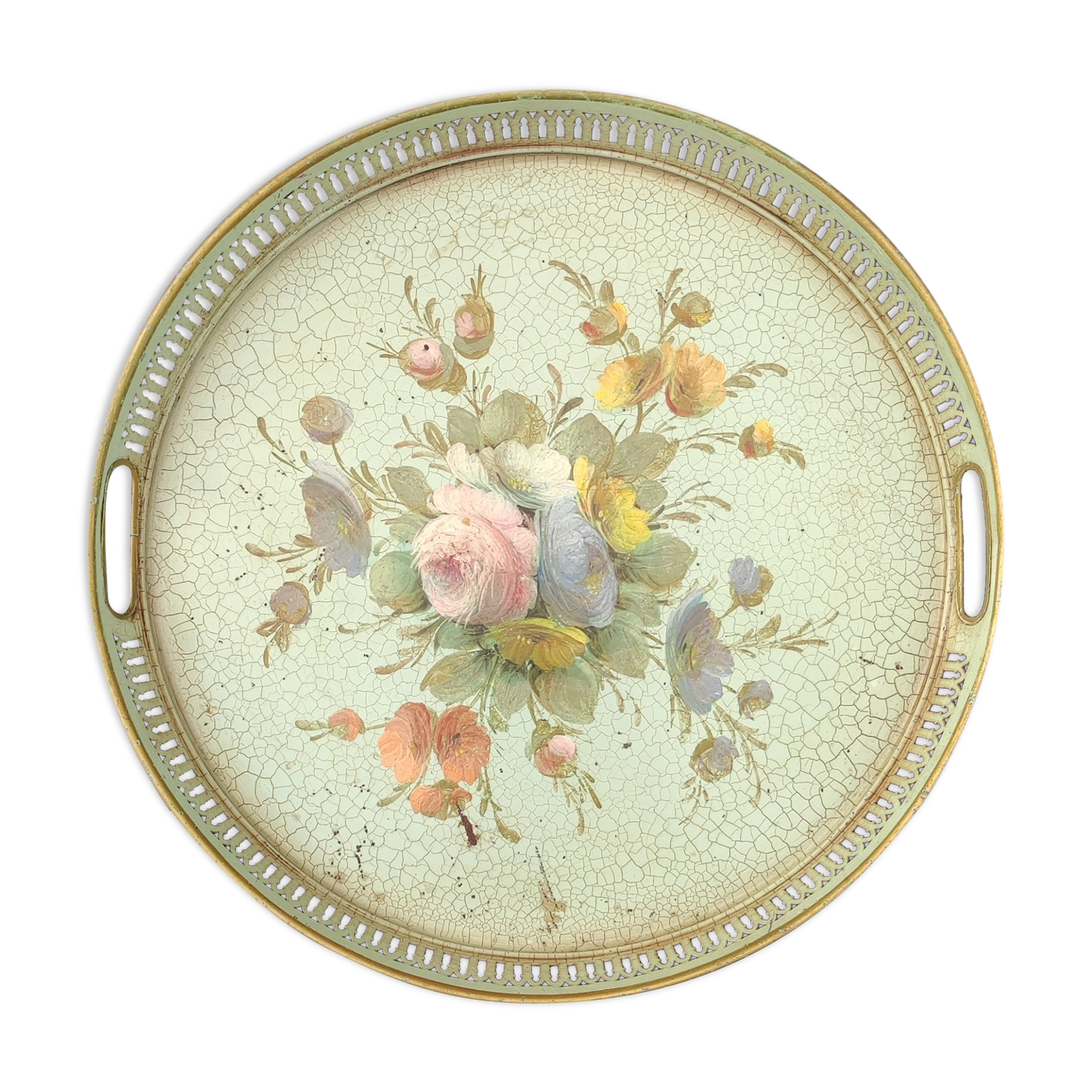 Old hand-painted metal top