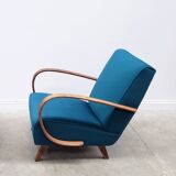 1930 Jindrich Halabala Bentwood Armchair in Teal Velvet