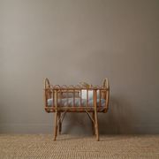 Wicker rattan cradle vintage Scandinavian design retro old toy doll bed