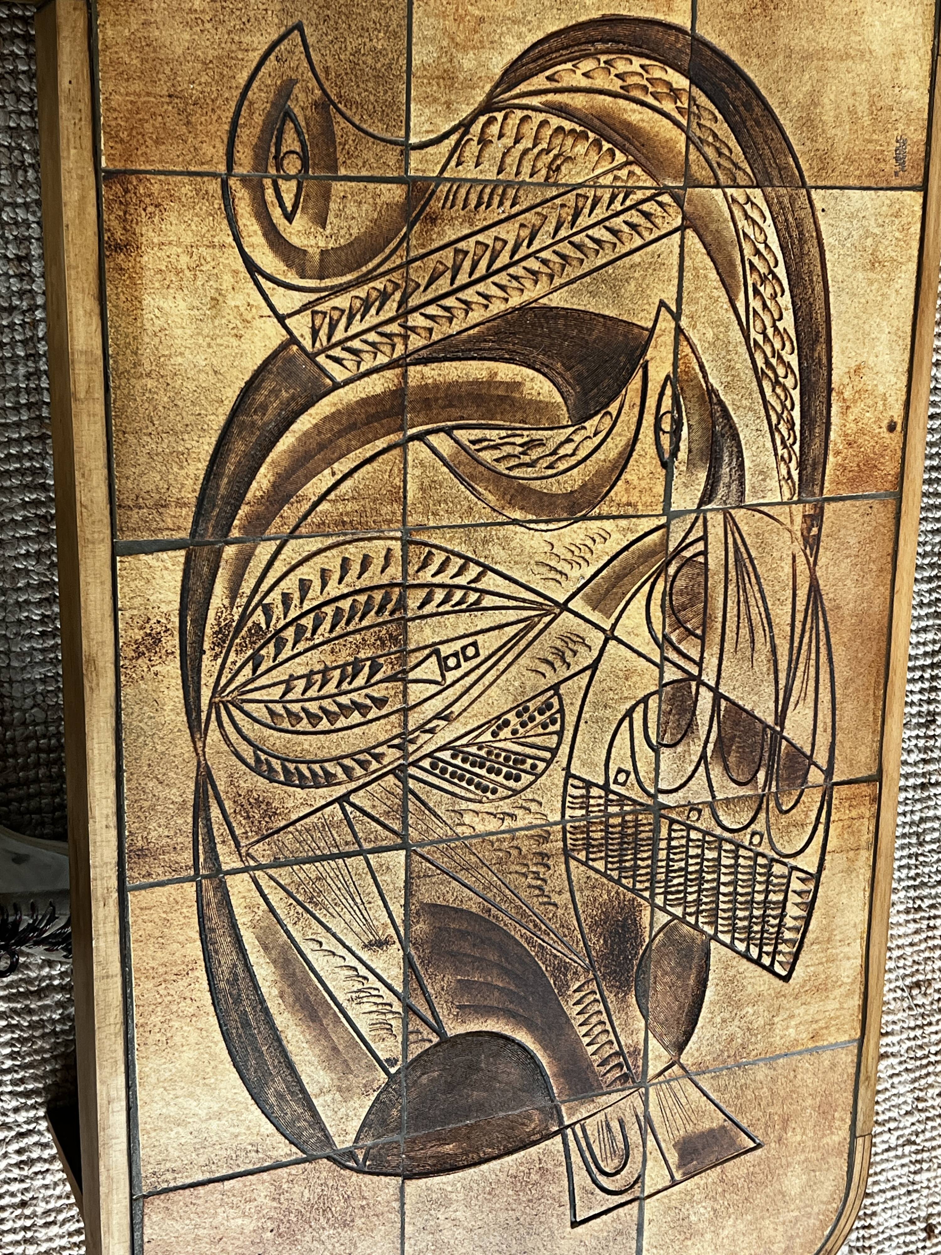 Table basse Raymonde Leduc modèle "Colombe" Vallauris 1960