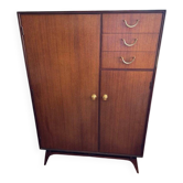 Mid-Century teak wardrobe in brown by Meredew, vertical storage 1960s