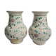 Pair of hand decorated enamelled ceramic vases, 13 cm