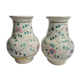 Paire de vases en céramique émaillée décorés à la main, 13 cm